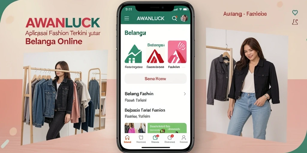 Tampilan antarmuka AWANLUCK untuk belanja fashion yang menarik.