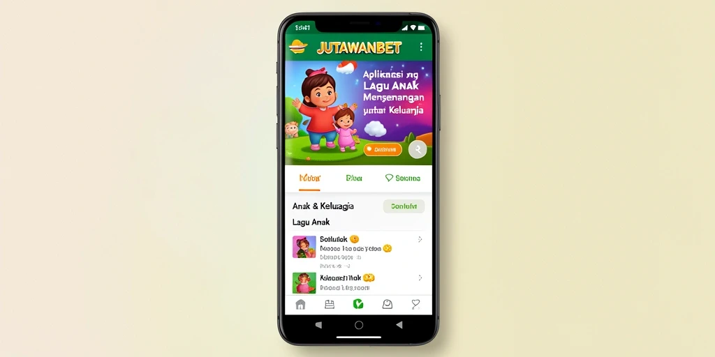 Antarmuka aplikasi JUTAWANBET yang ceria dan interaktif untuk Lagu Anak.