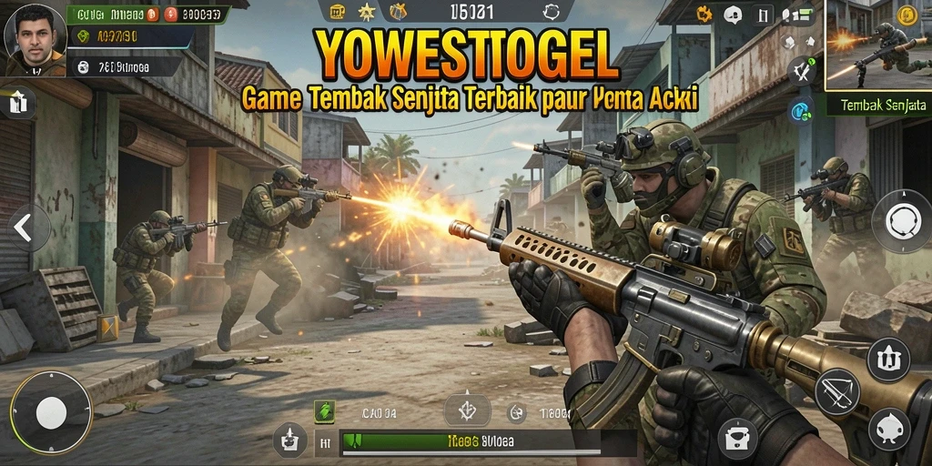 Tampilan antarmuka YOWESTOGEL dalam mode Tembak Senjata yang mengesankan.